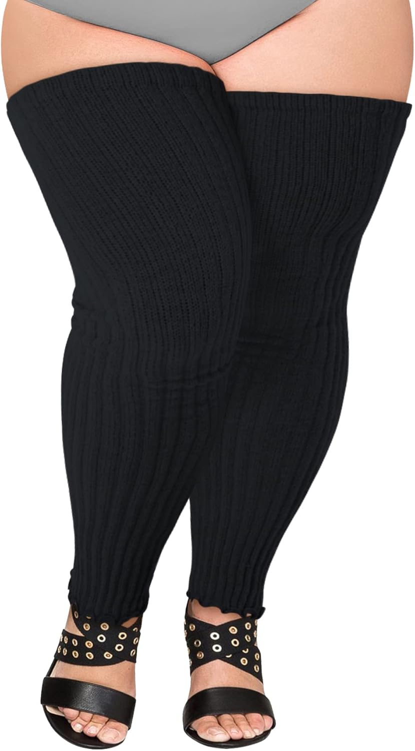 Women's Plus Size Leg Warmers Knit Over Knee High Footless Socks for Thick Thighs - Image 5