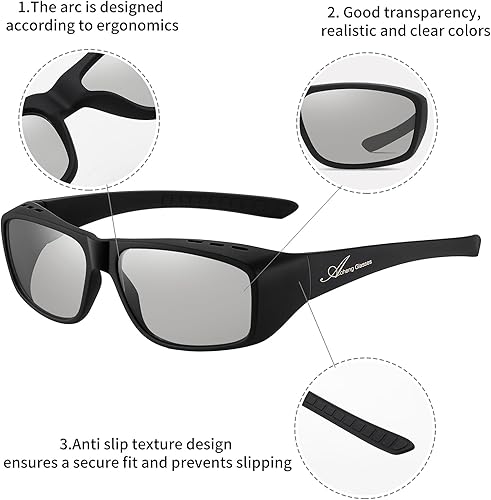 Miniatura 5 de Gafas Pasivas 3D Cinema Marco Grande, Más Claro, Brillante, Para Película RealD 3D (Paquete de 2)