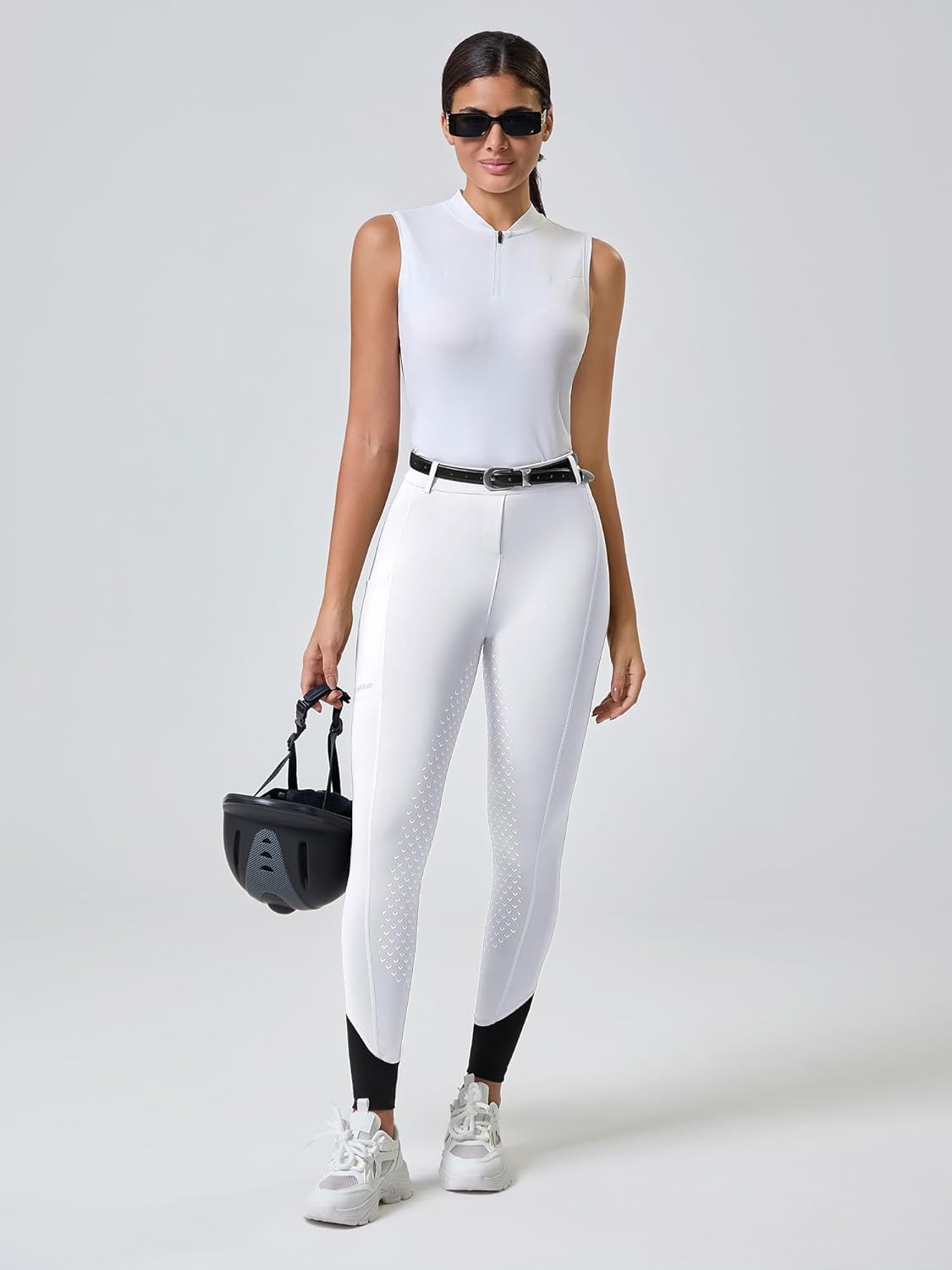 Women's Horse Sports Riding Tights Pants Knee-Patch Equestrian Breeches Horseback Schooling for Women