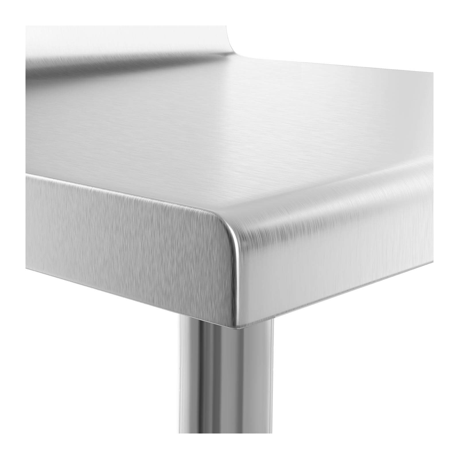 Royal Catering Mesa De Acero Inoxidable para Hostelería RCAT-60/60-N (Superficie de Trabajo de 60 x 60 cm, con antisalpique, Capacidad de Carga de 250 kg)