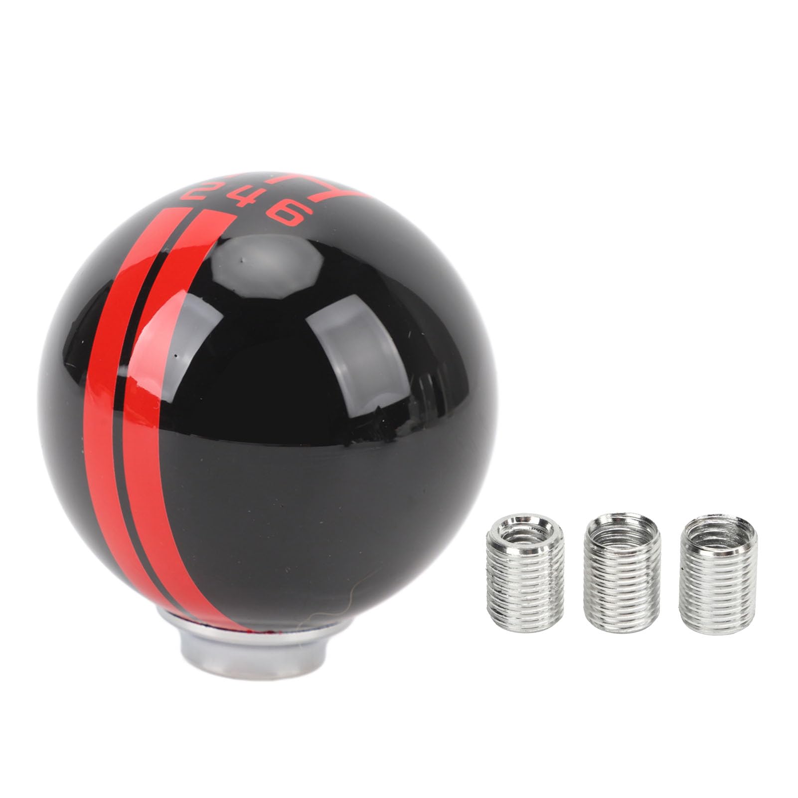 Pomello per Auto Gt500 Style Round Ball 6 velocità Manopole con 3 Adattatori Veicolo Manuale (nero rosso)
