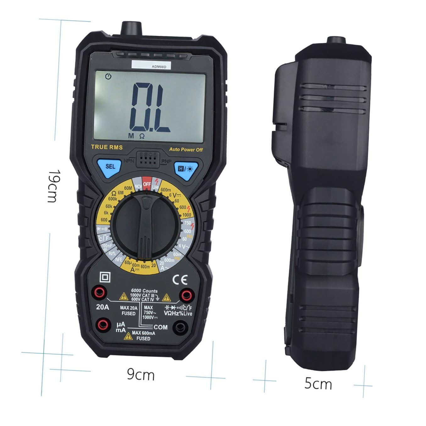Adm08a Digitalmultimeter mit 6000 Zählungen Spannungsprüfer