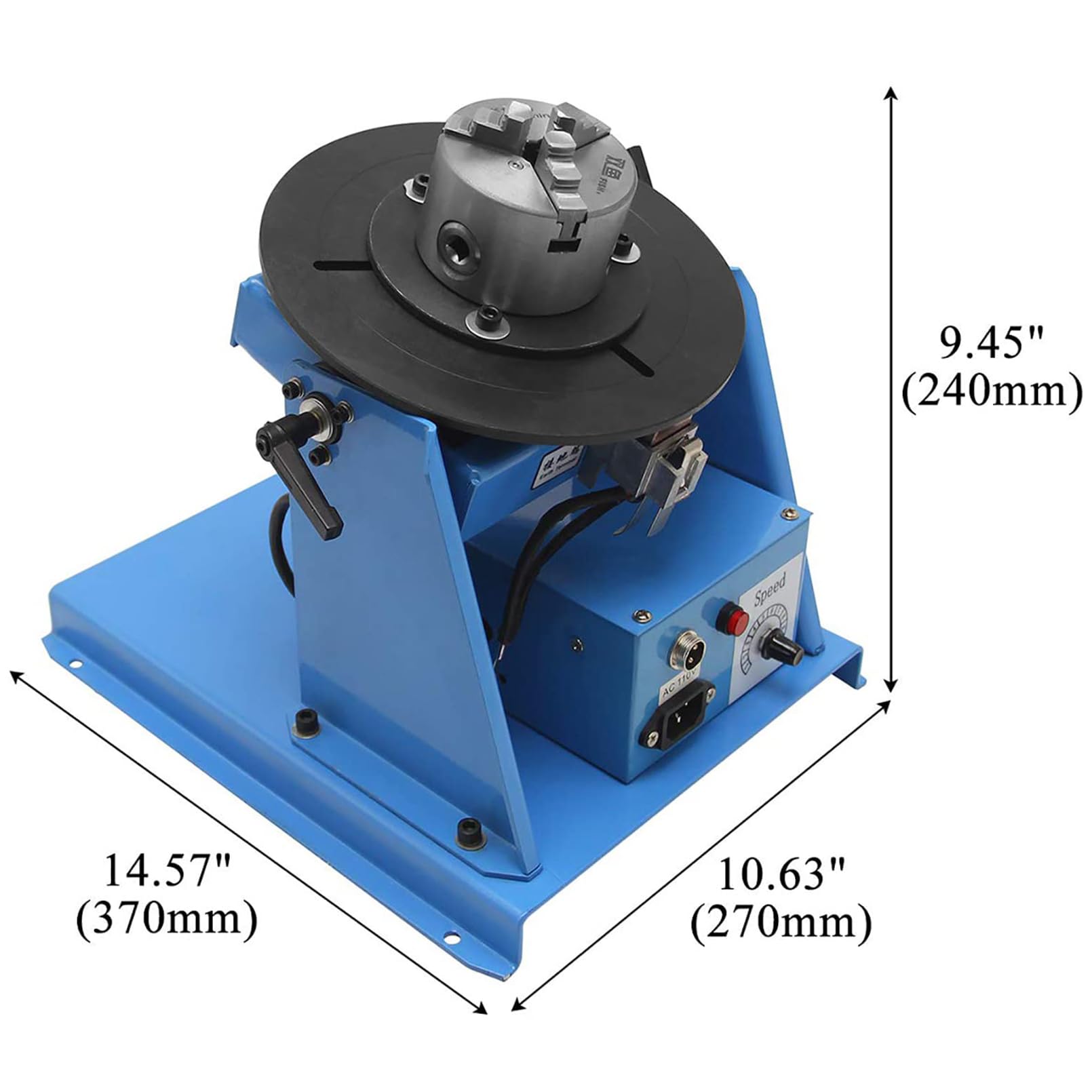 Posicionador giratorio de soldadura, plato giratorio de 180 mm, 0-90º de soldadura, mesa de trabajo con portabrocas de 65 mm, alta precisión para pruebas de montaje de molienda de corte