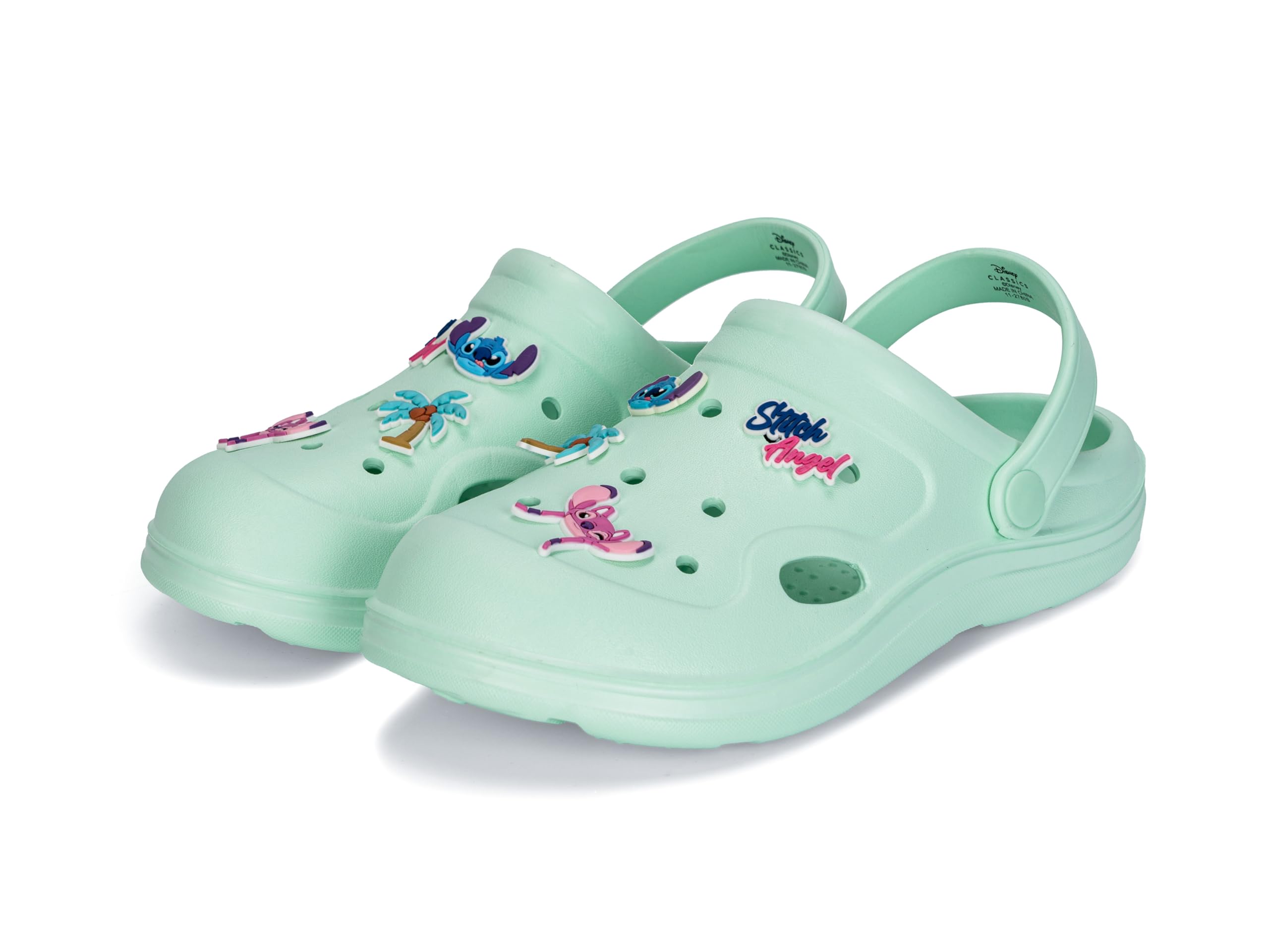 Comic Kicks by UrbanHaul Stitch Non-Slip Kids Slides Green Clogs For Girls