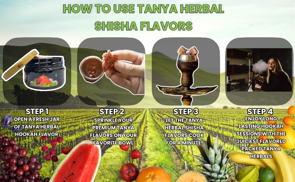 Miniatura 4 de Tanya Herbal 100% Nicotina Y Tabaco Libre Shisha Cachimba Sabores 250G Bolsa (Menta Sandía)