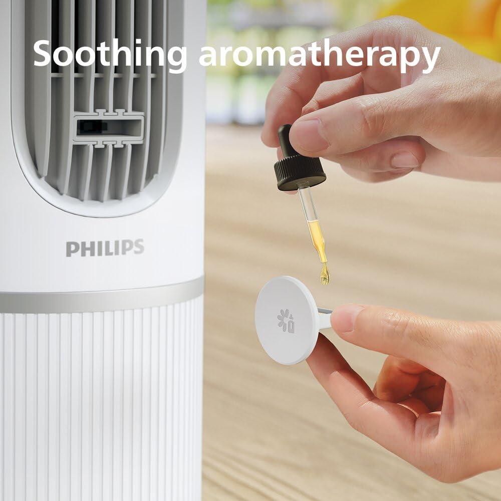 Philips Ventilatore a torre Serie 5000 - Potente 8,1 m/s ma ultra-silenzioso 24 dB, basso consumo energetico, 5 velocità, modalità Sleep, timer 9 ore, oscillazione 80°, Bianco (CX5550/00)