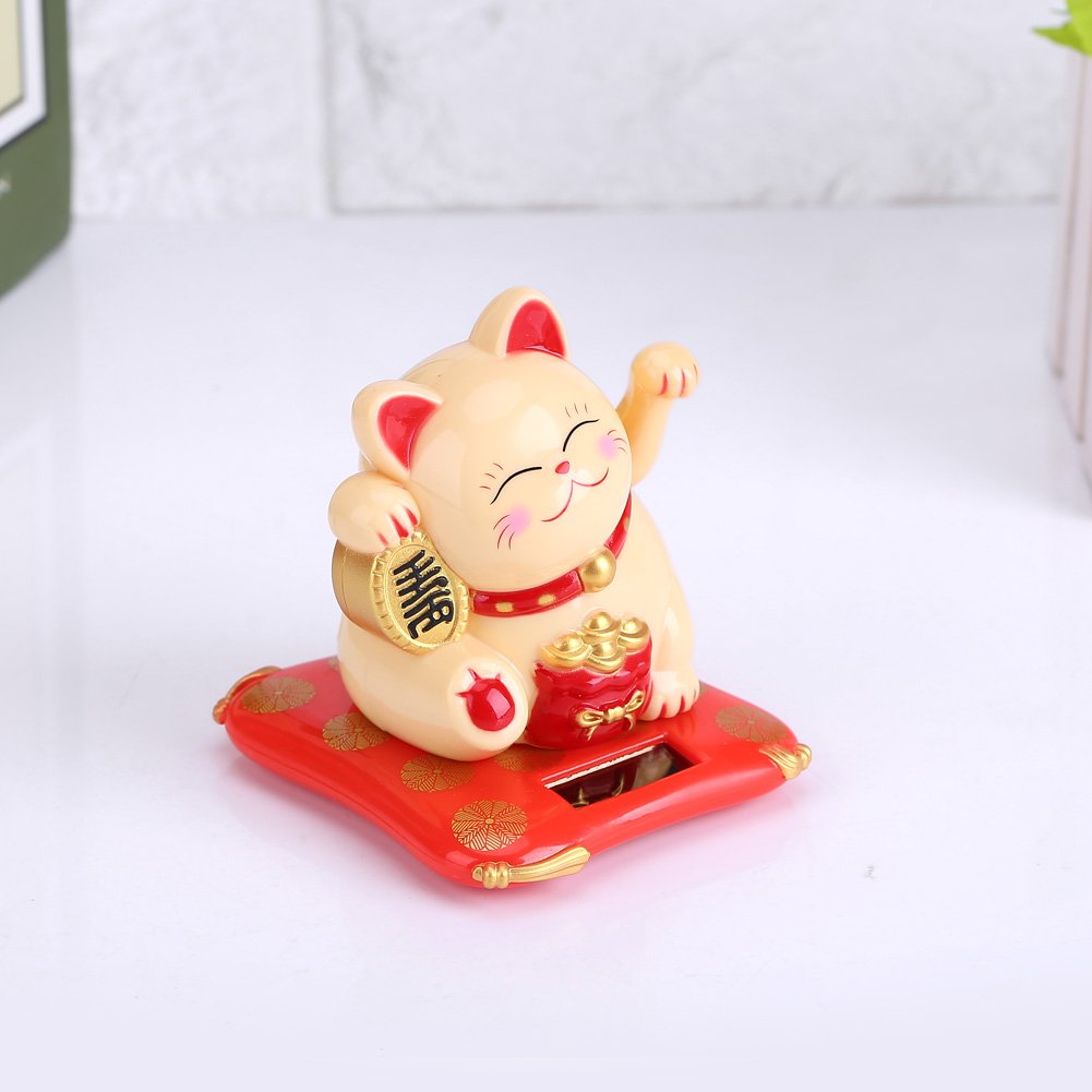 Solar lucky cat, lucky cat, dekoracja na samochód, dom, prezent (żółty)