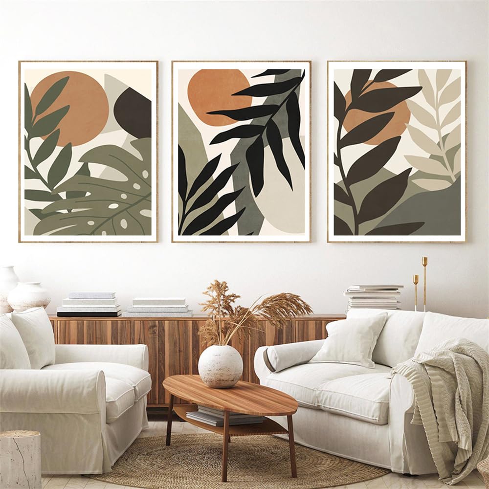 WBYZAC Botanical Posters-Boho Palm leaves Abstract Wall Art Interior Plant Canvas Painting Nordic Posters Prints Wall Pictures Living Bedroom Kitchen Room Decor-60 * 80cm*3PCS (No Frame)