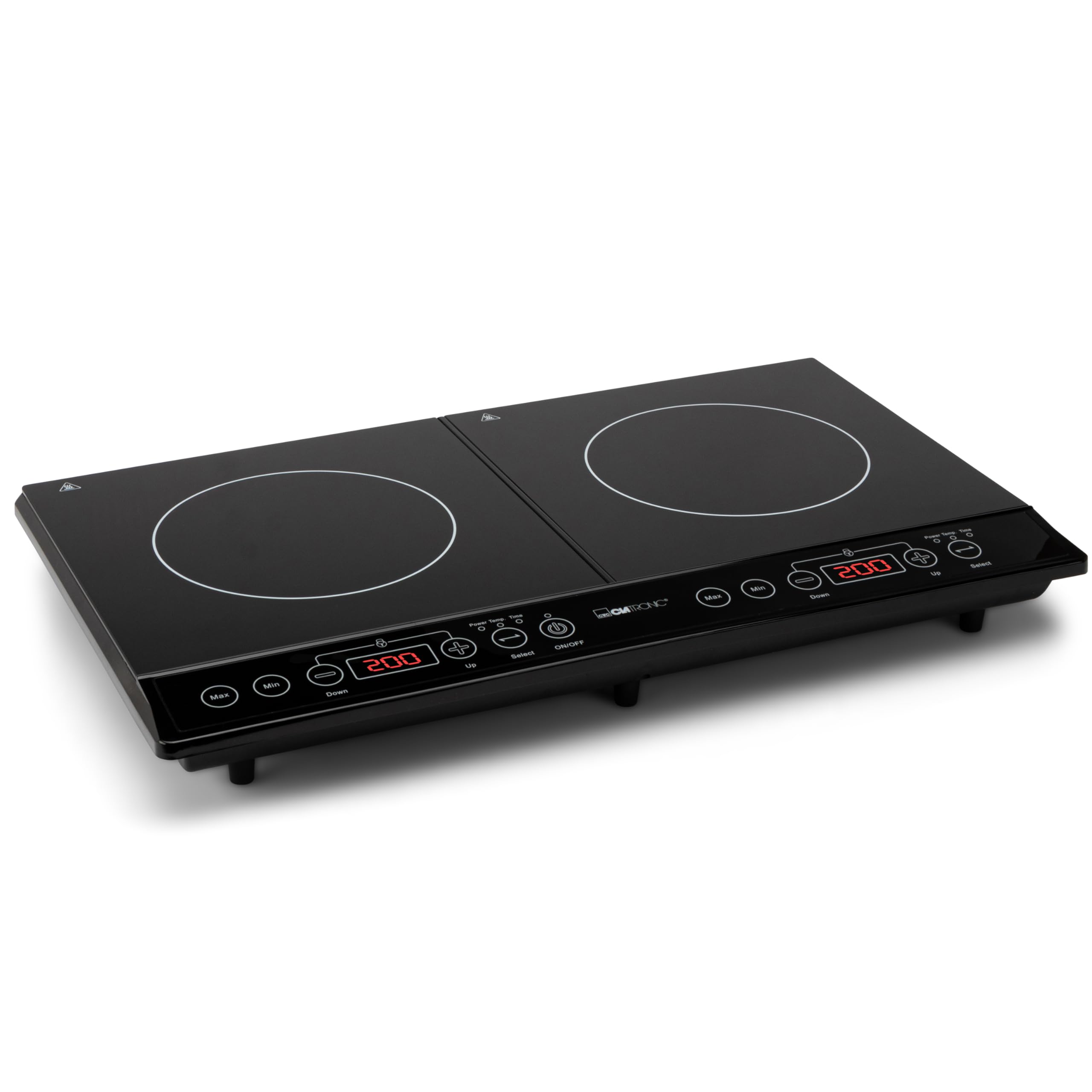 Clatronic DKI 3609 Induktions-Doppelkochplatte mit ECO-Save-Technologie und Sensor Touch-Bedienfeld
