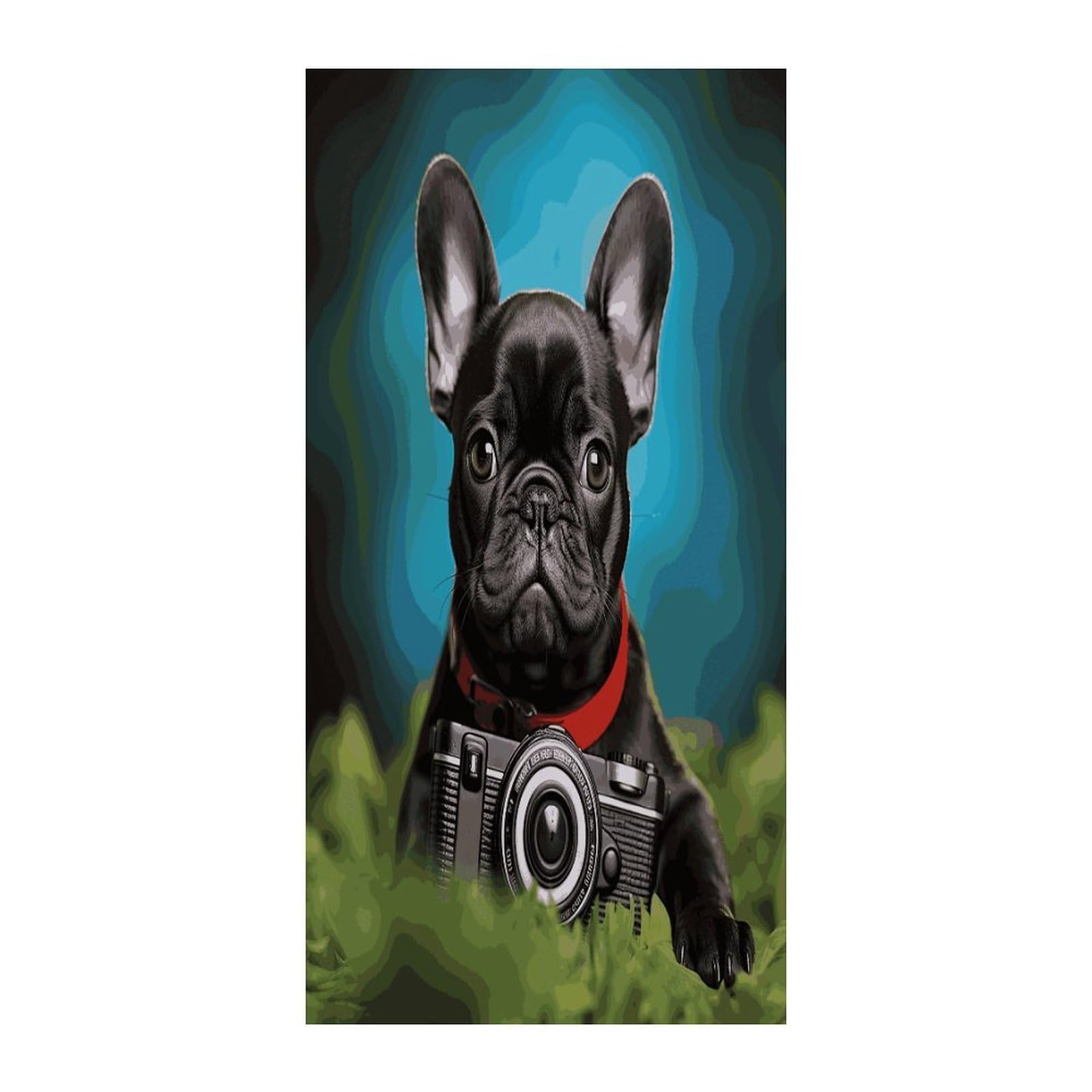 Fekiloot Style French Bulldog Puppy With Camera Door Curtain Room Divider Curtains