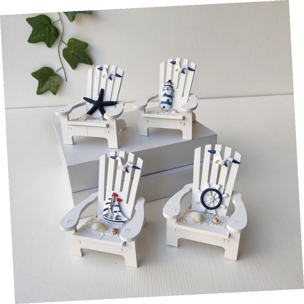 STOBAZA Miniature Wooden Chair Ornament 4Pcs Beach Decor for Office Display