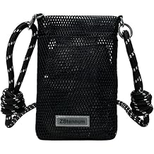 Mini Mesh Crossbody Phone Bag, Lightweight Nylon Small Shoulder Purse Portable Vertical Phone Pouch for Women Men