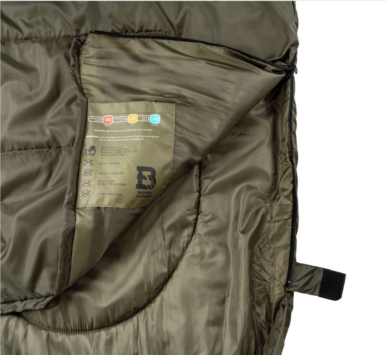 Badger Outdoor TacPak 10T Gigoteuse de couchage avec capuche 220 x 75 cm Sac de couchage couplable au sac de couchage double 3 saisons 1100 g