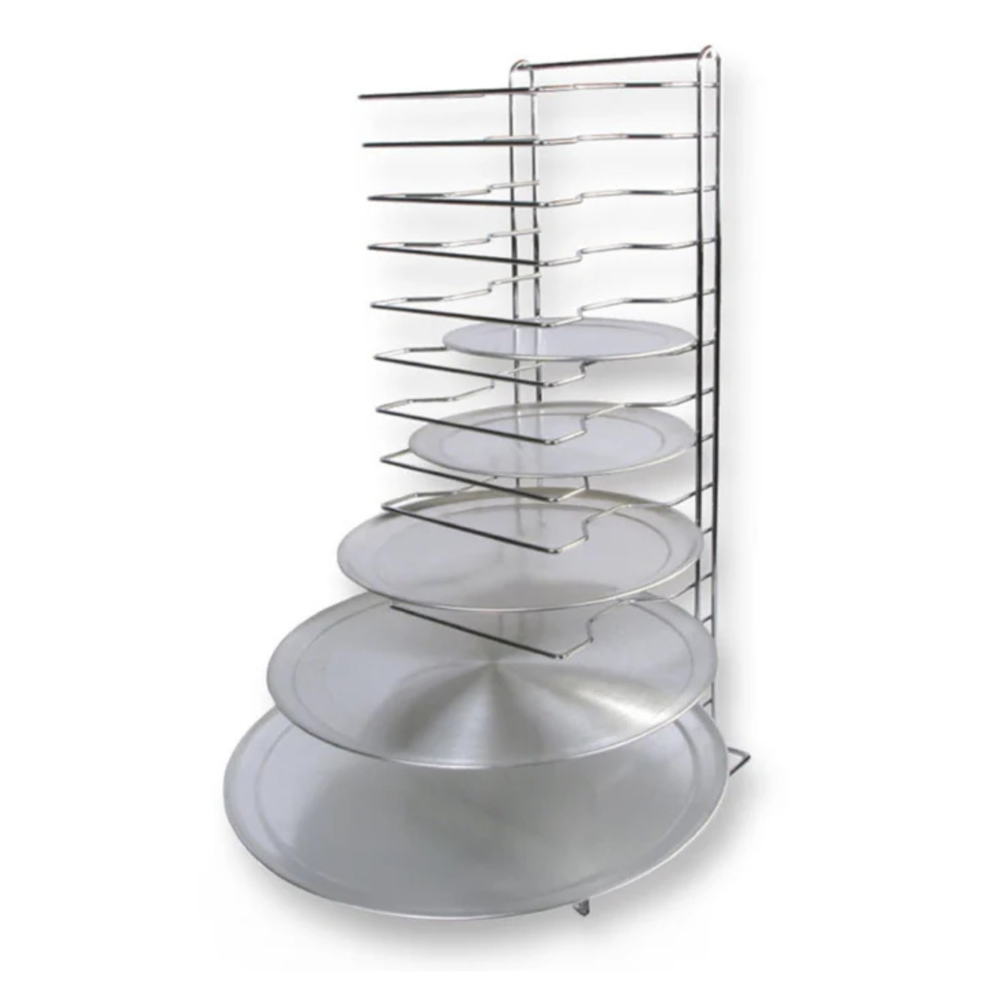 Fonteme 15-Slot Aluminum Pizza Pan Rack – Commercial Grade Pizza Pan Organizer for Kitchen, Bakery, or Restaurant – Durable Pizza Pan Storage Rack