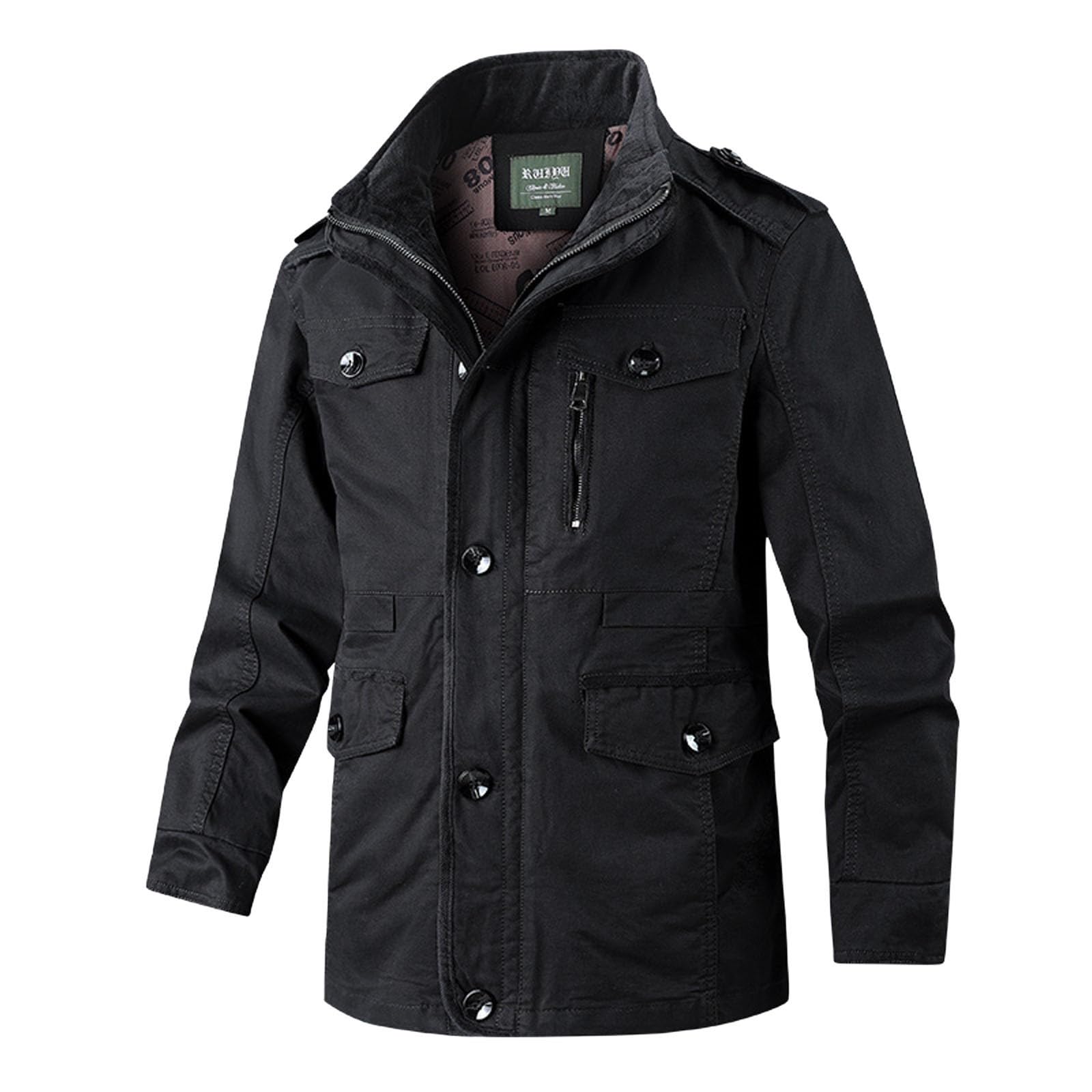 Generisch Giacca invernale da uomo antivento in pile con tasche
