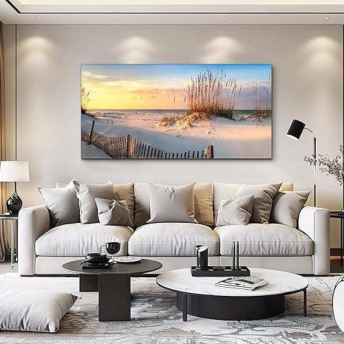 Miniatura 3 de Lienzo decorativo de pared para sala de estar, vistas al mar, dunas de arena, paisajes de pastos marinos, baño, decoración de pared, listo para