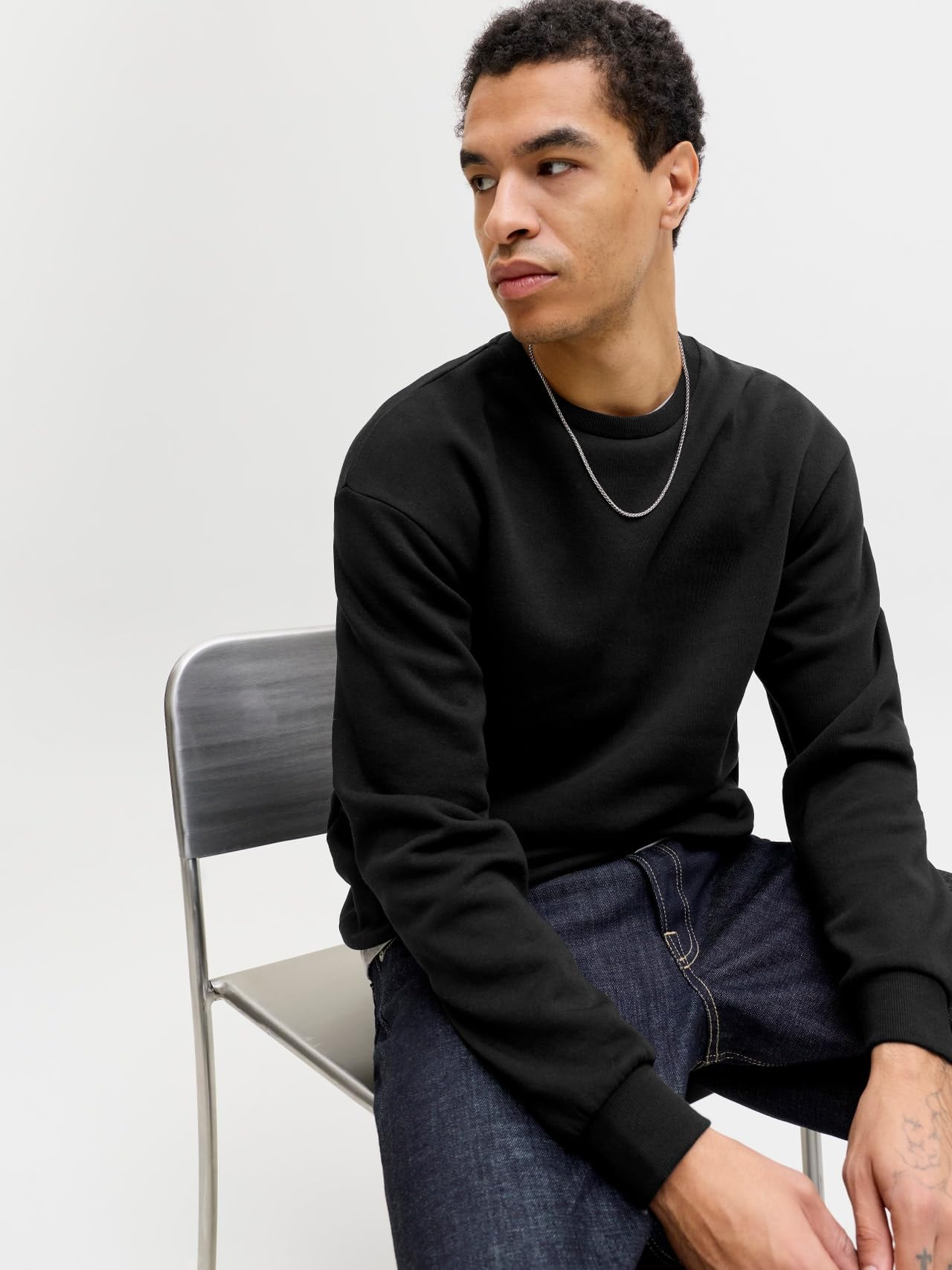 JACK & JONES Sudadera básica Cuello Redondo - Jersey de Manga Larga sólido JJEBRADLEY.