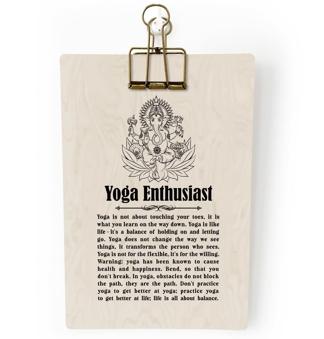 Photo 1 of Yoga Gift for Women Men, Life is All About Balance, Hanging Decorative Wooden Clipboard with Clip, Birthday Christmas Zen Gifts for Yoga Lovers, Instructor, Teacher, Yogi Friends (A5 Size)