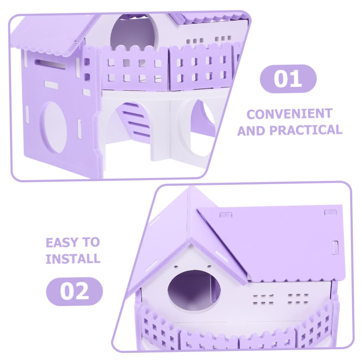 POPETPOP 8 Pièces Villa à Deux étages Hamster Accessoire Hamster Accessoires Cage pour Abri de détente pour délicate cachette de Maisons de s PVC