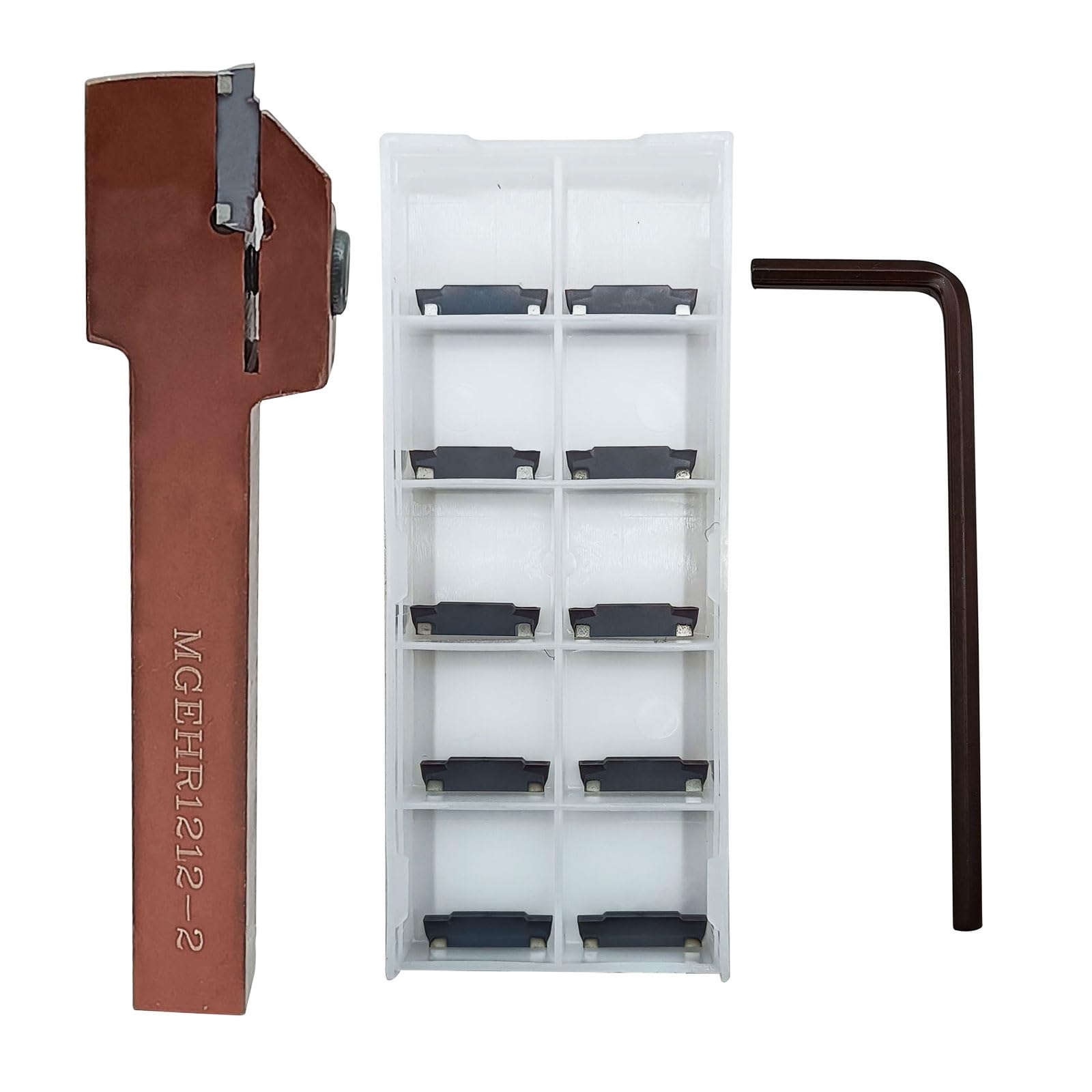 LAHDYFHOE 1pc 1/2In Shank MGEHR1212-2 High Quality Lathe Grooving Cut-Off Parting Tool Holder with 10pcs MGMN200 Indexable Grooving Inserts for Steel,