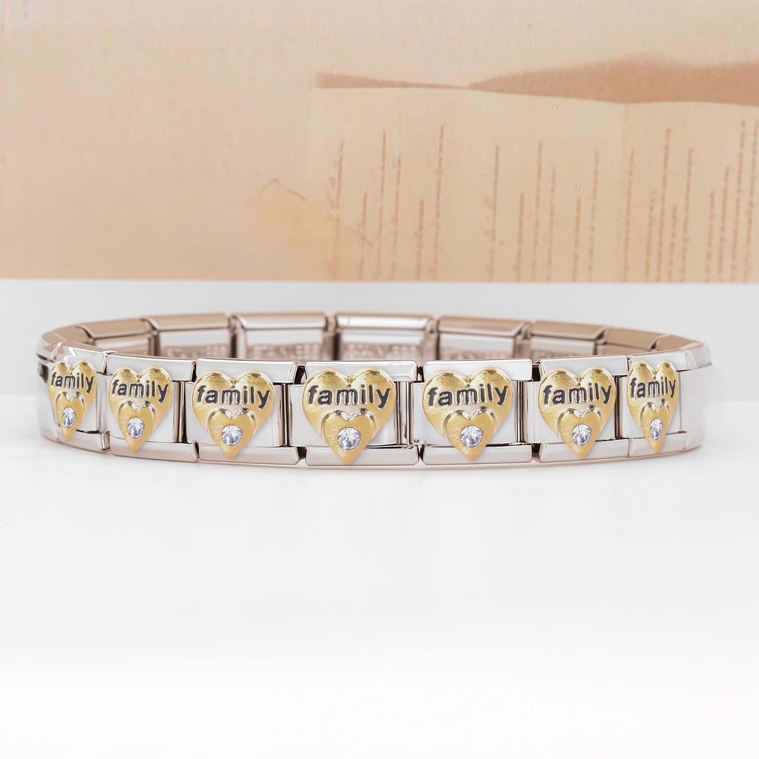 Dije Personalizado de Carta de Amor - Eslabón Italiano de Acero Inoxidable de 9 mm para Pulseras con Herramienta de instalación