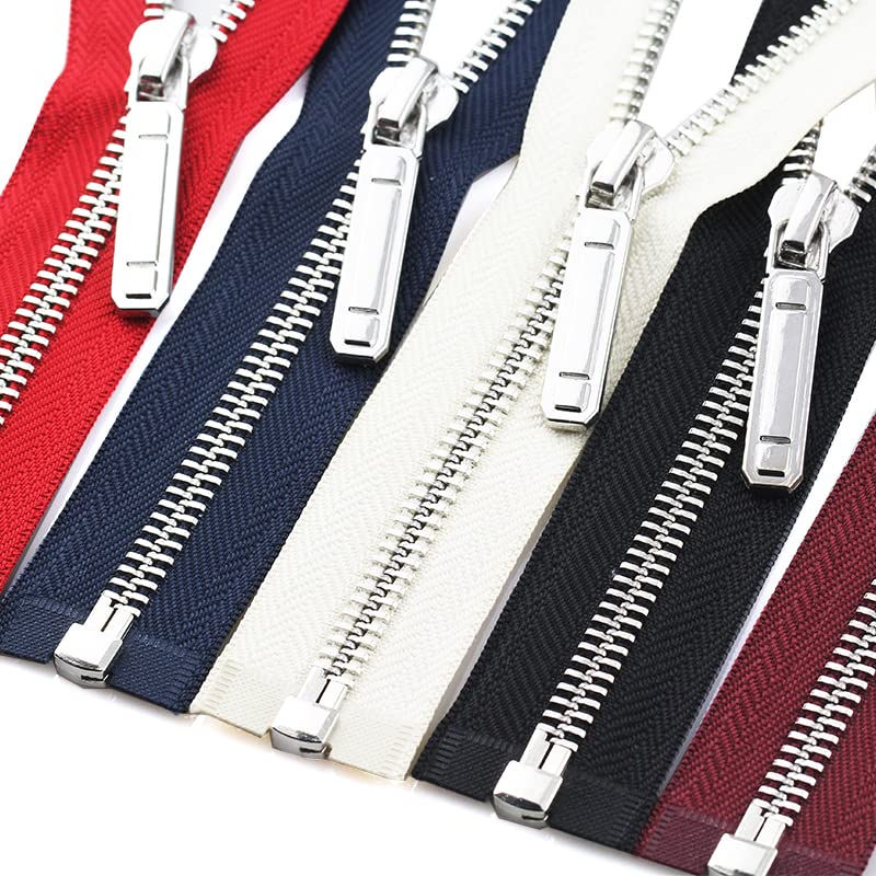 1Pc 70-150cm 8# Metallreißverschluss Open-End Auto Lock Single Open Silberzahn Dekor Reißverschluss DIY Jacke Mantel TextilzubehörZA137-Grau,8#,150cm
