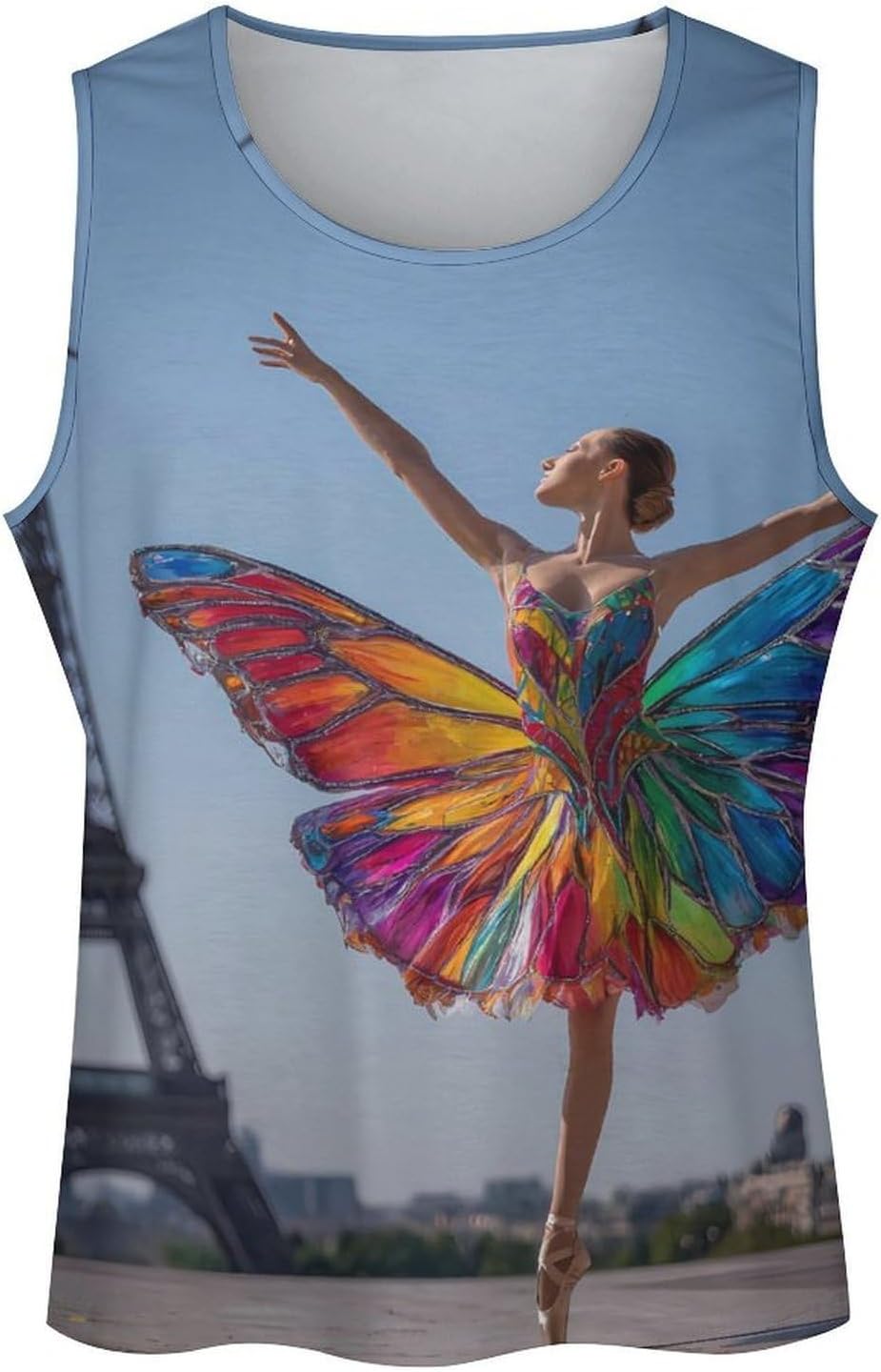 Eiffel Tower Butterfly Ballet Dancer Men's Tank Tops Sleeveless Muscle T-Shirt