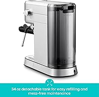 Vista 5 de Máquina de expreso de 20 bares, cafetera de café espresso profesional con varita espumadora de leche, máquina de café espresso compacta con aspecto