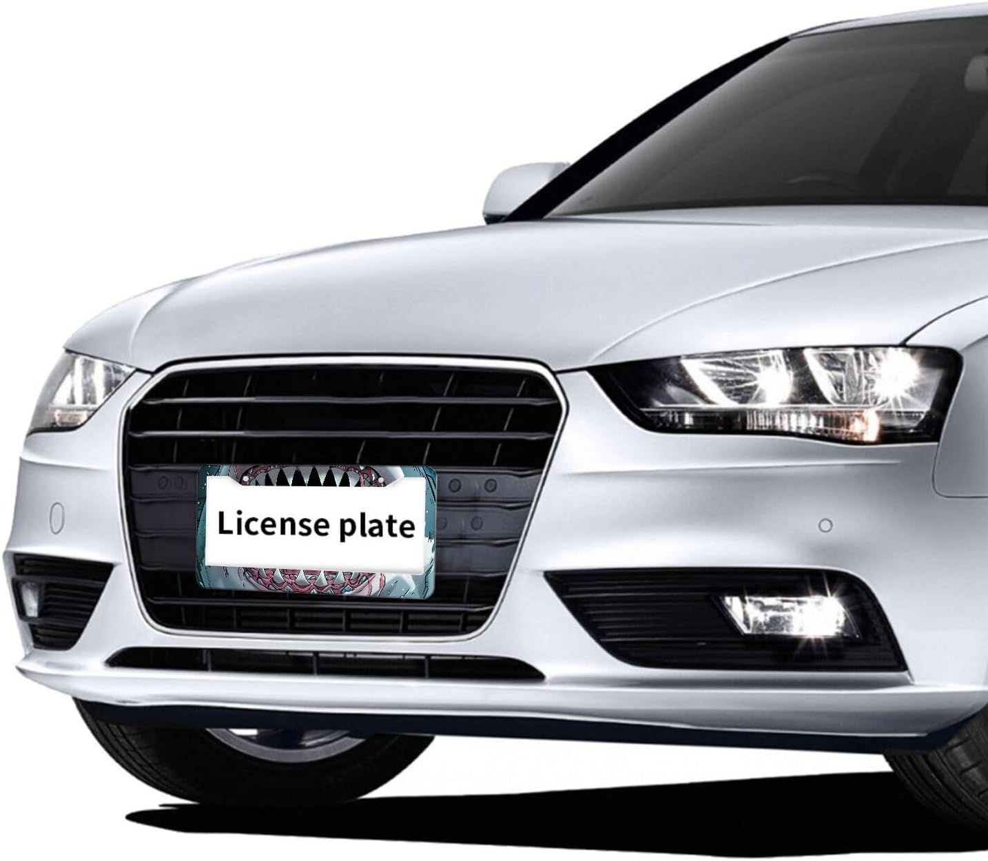 Shark Teeth License Plate Frame Funny Fantastic Brutal License Plate Personalise License Plate Frames Rust-Proof Stainless Steel Metal Car Plates Tag Funny Decor Men Women 12.2" X 6.2" - Image 8