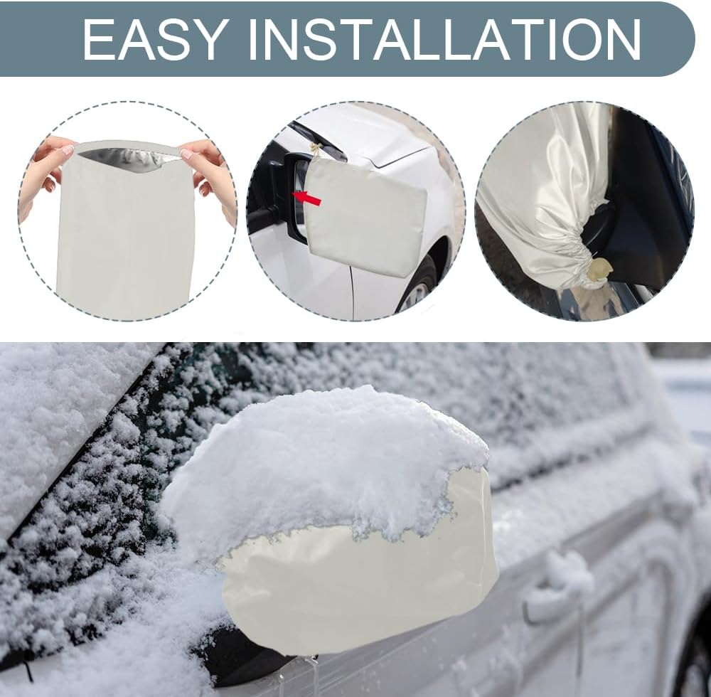 2PCS Car Side Mirror Covers, Side View Mirror Cover, Waterproof Auto Rearview Protector with Drawstring, Car Winter Rearview Guard for Ice Snow Fallen Leaves Fits Most Vehicles (Beige)