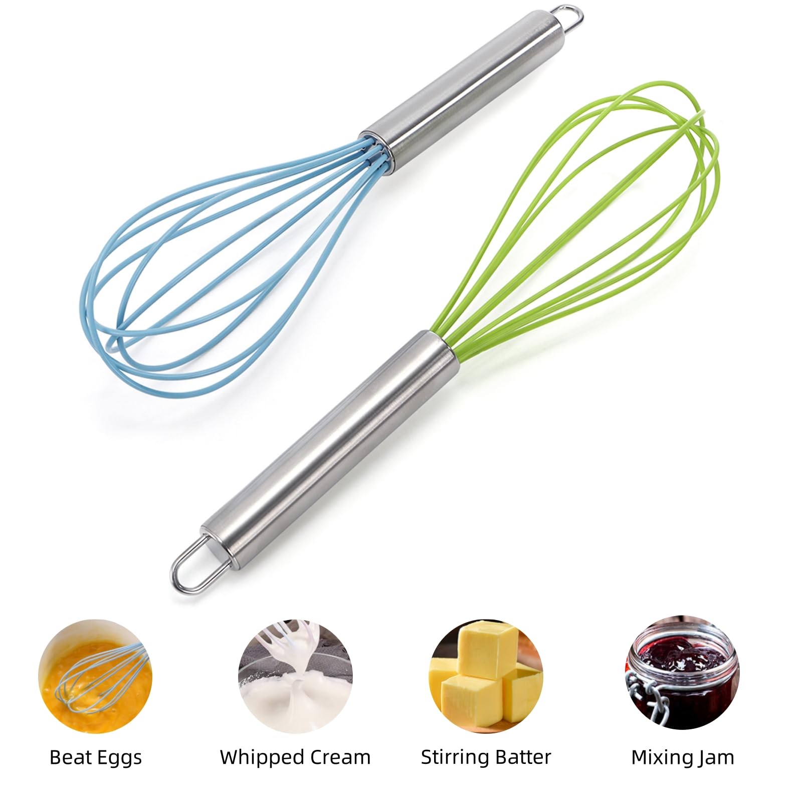Cididu Wisking Silikon-Schneebesen zum Kochen, 25,4 cm, kratzfest, flexible Gummi-Schneebesen für antihaftbeschichtete Pfannen, Küchenhandbesen zum Mischen, Schlagen und Backen, BPA-frei