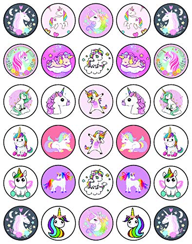 30 x Cupcake Toppers Themed of Unicorn Original Series Collection