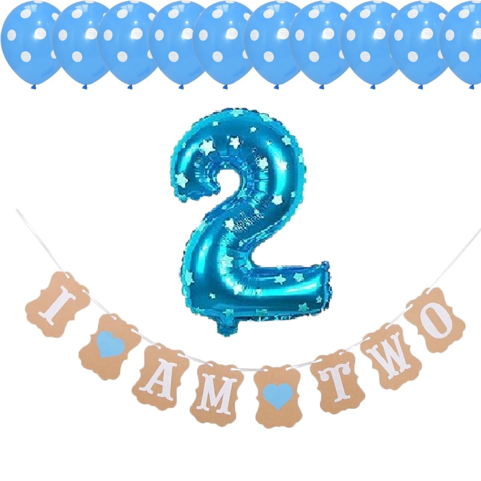 Pannu Design Baby Shower Paper Banner For Baby Boy Or Baby Girl Decoration Paper Banners Baby Shower Photo Props Birthday Party Decoration (I Am Two Paper Banner With Printed Foil Balloon, Baby Boy)