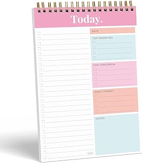 S&O Daily Planner Notepad for Productivity - 52 Page Daily To Do Planner - Undated Planner and Organizer - Daily To Do List Planner - Coiled Daily Task Planner - Daily Organizer Planner - PINK