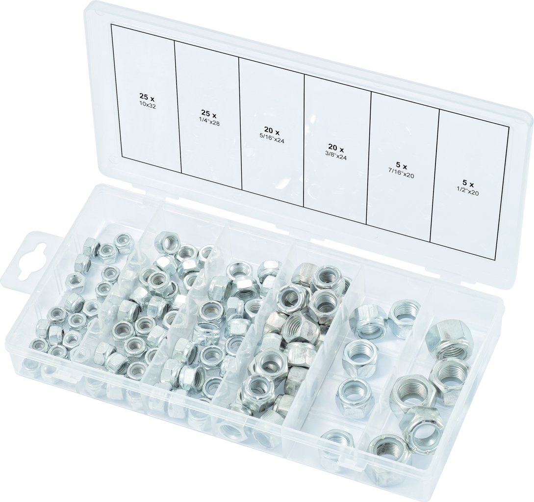 KS TOOLS 970.0490 Assortiment D'écrous Autoblocants UNF, 100 Pcs Gris