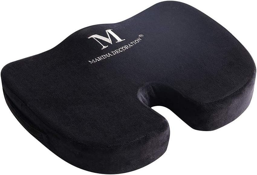 Marina Decoration Memory Foam Comfort Seat Cushion for Office Car Home Chair – Sciatica & Back Pain Relief Pillow - Non-Slip Coccyx Cushion Pad for Tailbone Pain