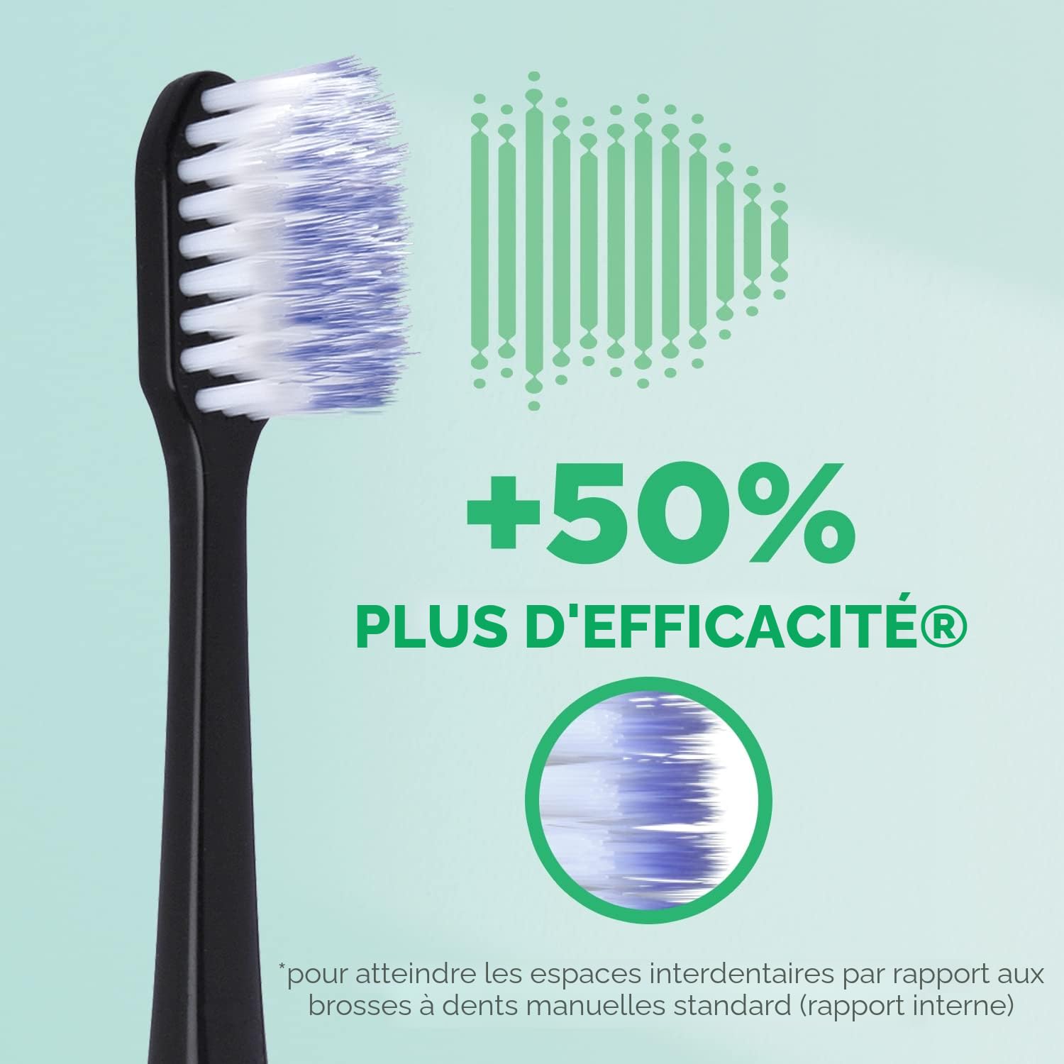 GUM SONIC DAILY Brosse à dents sonique électrique à piles | Pour un nettoyage en douceur et en profondeur | 1x brosse à dents, 2x têtes de brosse de rechange, 1x pile AAA (Noir)