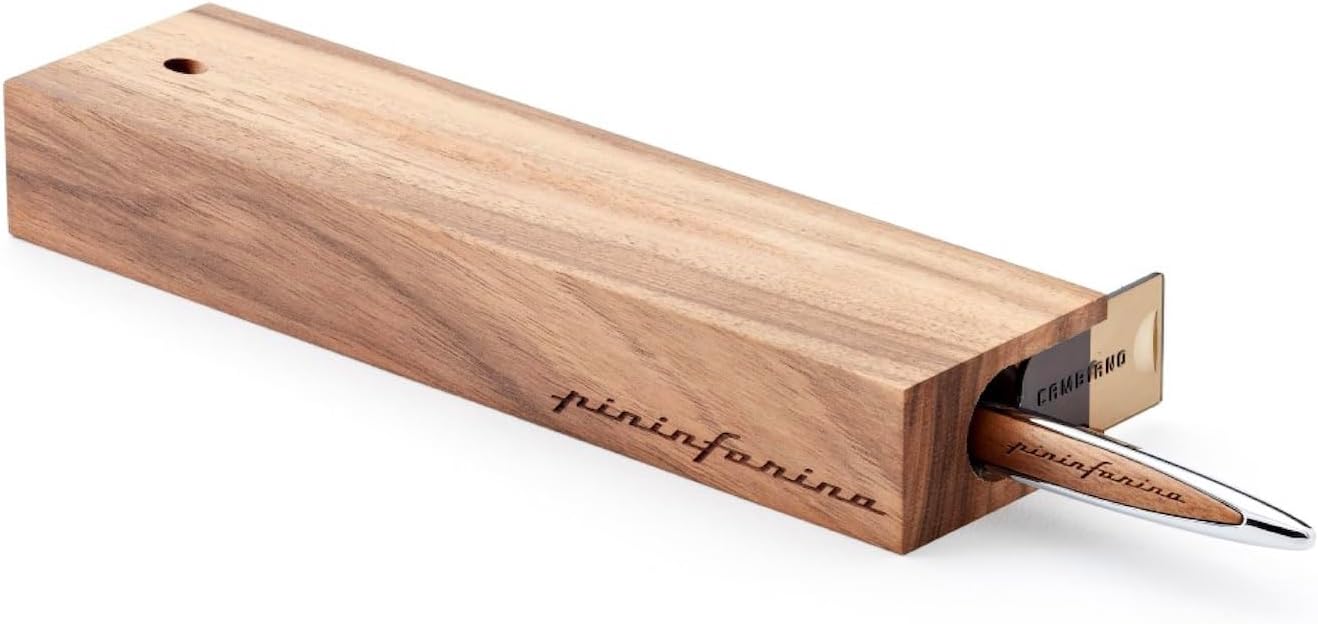 pininfarina CAMBIANO CLASSIC - INK. Luxury Ballpoint Pen. Aluminum With Inserts And Desk Stand In Walnut Wood. Best Ball Pen Gift Set for Men & Women