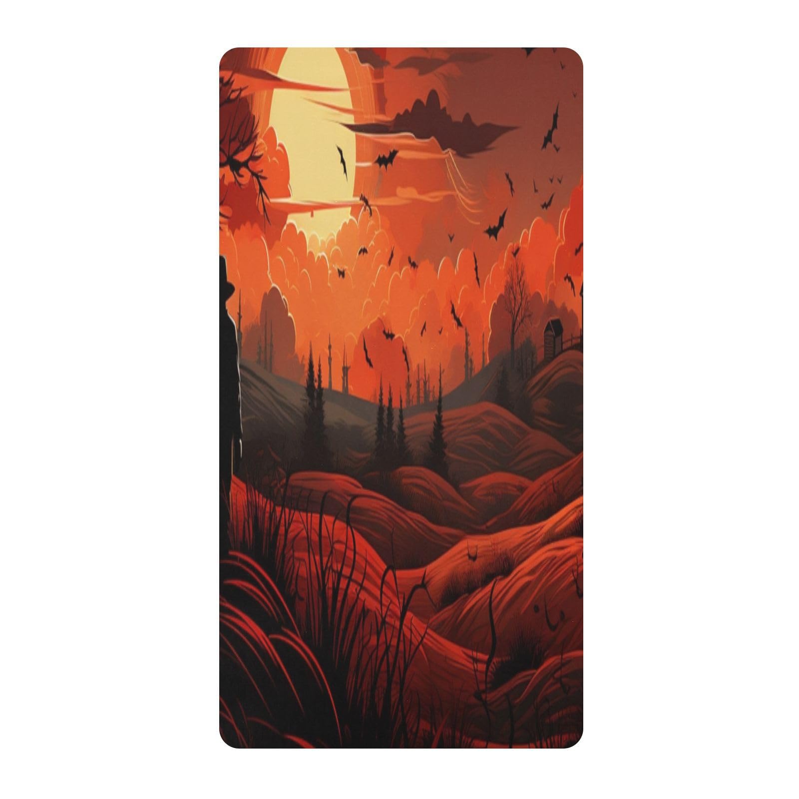 Autumn Halloween Sunset Toddler Crib Sheet Soft Cotton Baby Play Sheets Fitted for Mattress Playard