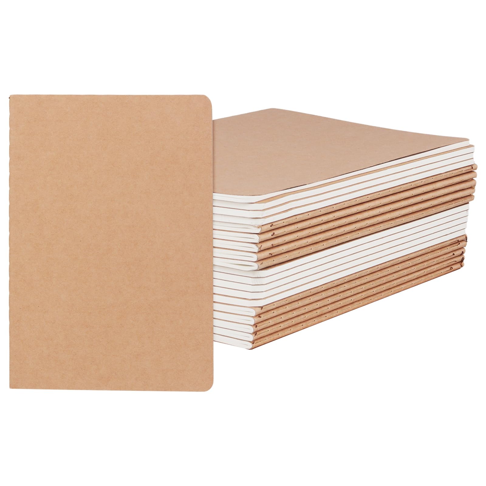 KEILEOHO A5 Blank Kraft Paper Notebook, 20 Pack, 36 Sheets 72 Pages, 20.5 x 14.2 cm, 80gsm, for Home Office