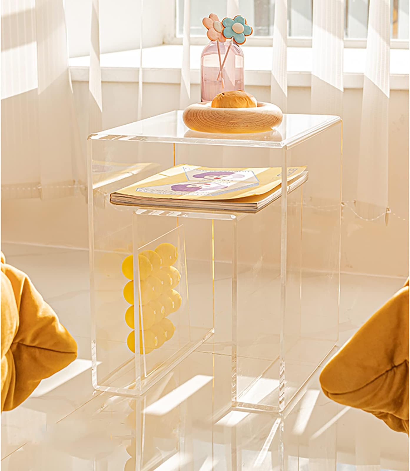 Transparent Acrylic Coffee Table Light Luxury Bedside Home Bay Window Small Table Living Room Bedroom Sofa Side Table