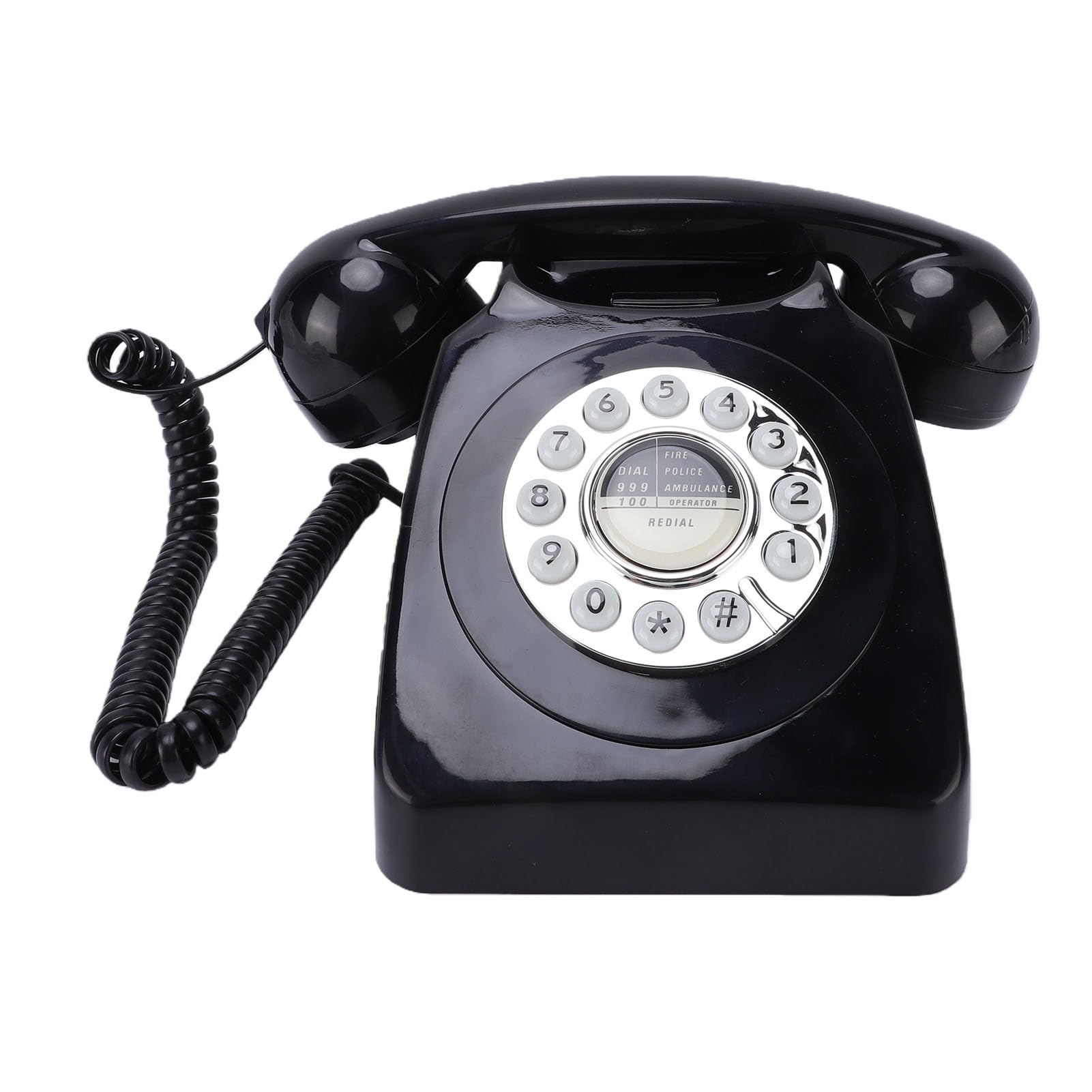 LICAEVEY Zabytkowy Telefon Przewodowy Telefon Stacjonarny, Klasyczny Domowy w Stylu Vintage, Pokrętło z Przyciskiem w Stylu Retro do Wystroju Domowego Biura Hotelu (BLACK)