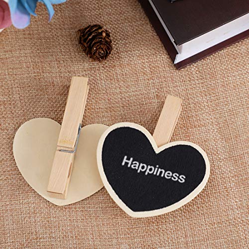 Mini pizarras con clip de madera uxcell en forma de corazón para números de mesa 4
