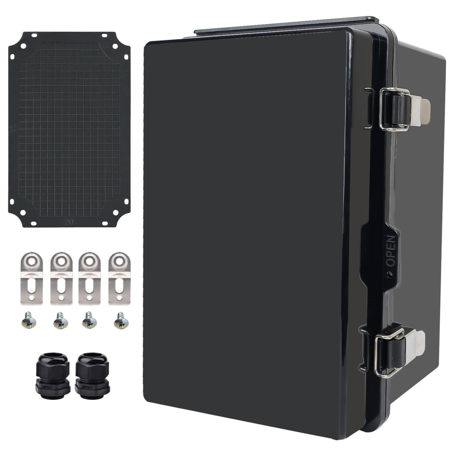 Outdoor Waterproof Electrical Box Junction Box Weatherproof IP67 ABS Plastic Enclosure Switch Router Project Box Electronics DIY Enclosure With Mounting Plate Wall Bracket Grey 8.6"x6.6"x4.3" — Amazon image 24
