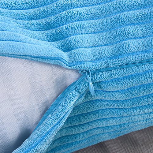 image for Home Brilliant Decorative Pillow Cover Light Blue Soft Velvet Corduroy