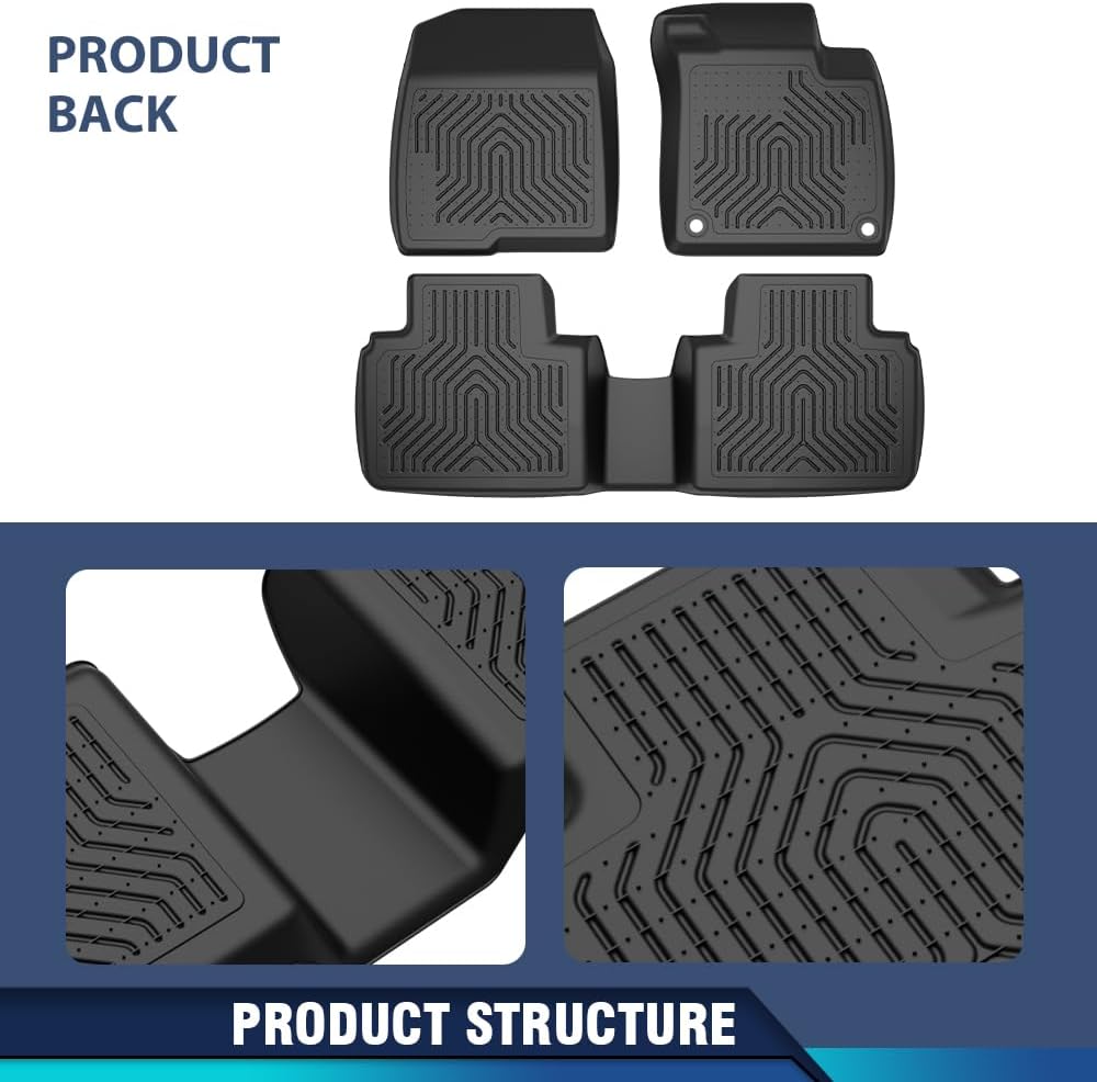 PIT66 Floor Mats Cargo Liners Compatible with Honda Accord Sedan Models 2018-2022 (Heavy Duty) 3-Piece Premium All Weather Automotive TPE Liners alfombras para carro