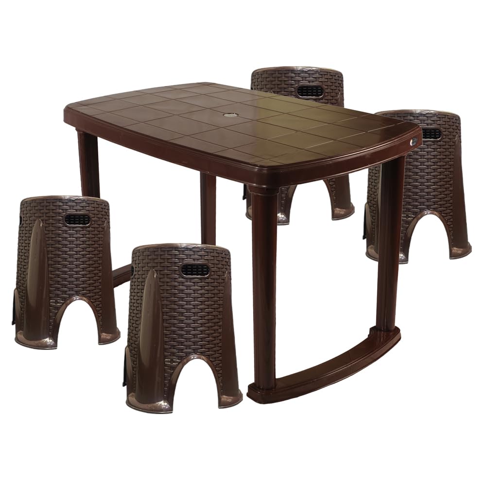 VV National Premium Dining Table Set with Free Benz Stool - 4, Stylish and Durable Outdoor & Indoor Furniture (B0DH2S9V2K) Amazon Price History, Amazon Price Tracker