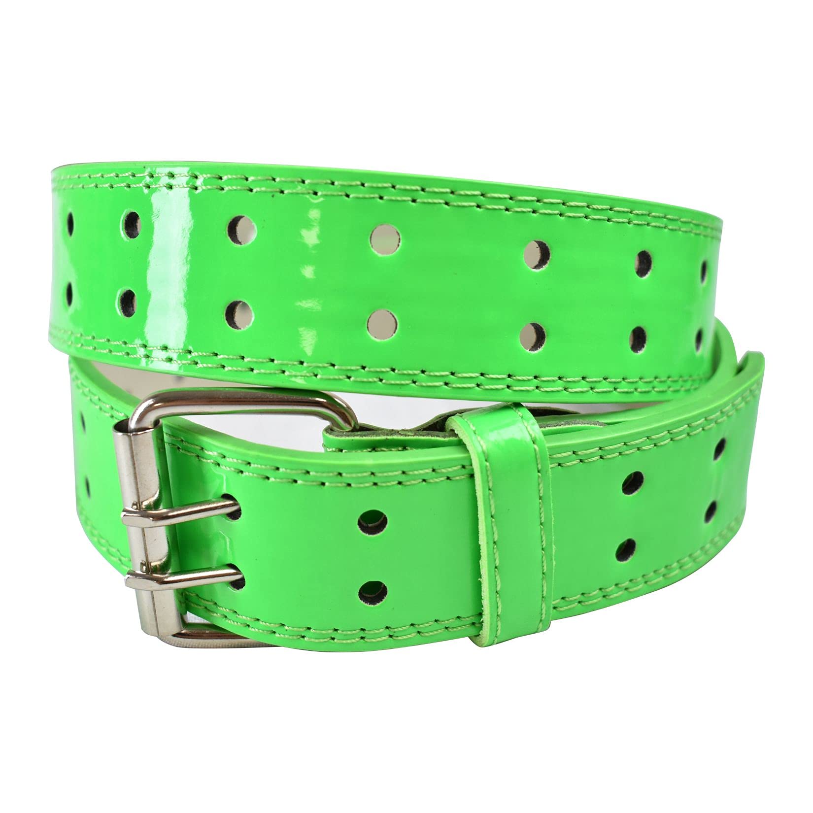 EURO Women's Thick Wide Leather Belt - BN9041 - Neon Green - Small