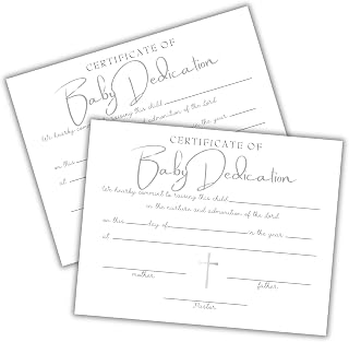 Baby Dedication Certificate for Churches to Frame | 50 pk 8.5x11” Paper Baby’s First New Testament Baptism Christening Bulk Certificate Invitation to Thank You Cards Child
