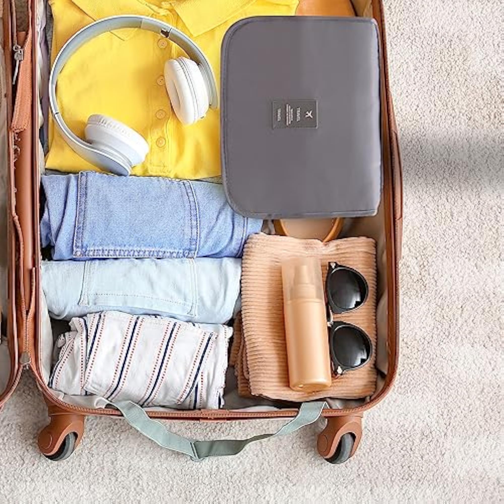 Toiletry Bag in Gray, Minimalist Design